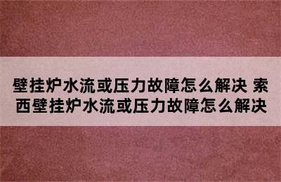 壁挂炉水流或压力故障怎么解决 索西壁挂炉水流或压力故障怎么解决